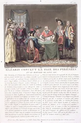 Cardinal Mazarin Concludes the Peace of the Pyrenees, Engraved by Jean Baptiste Morret